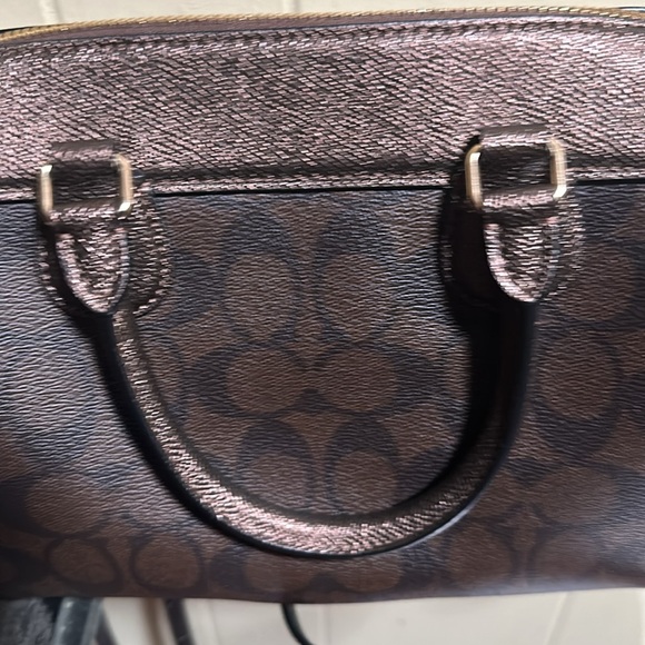 Coach dark brown monogram and leopard trim side Bennet tote or crossbody - Picture 5 of 12